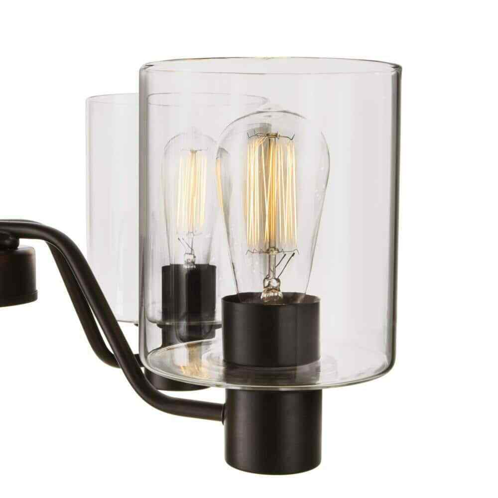 Hampton Bay Castleford 5-Light Satin Bronze Chandelier w/ Clear Glass Shades