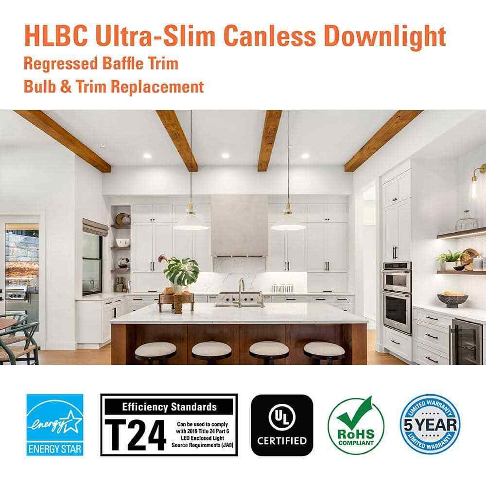 HALO HLBC 4 in. Ultra-Slim Regressed LED Downlight Selectable CCT w/ D2W Option