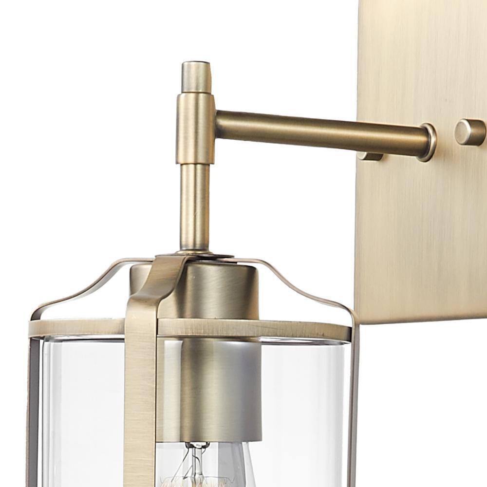 Globe Electric Gretel 1-Light Antique Brass Wall Sconce with Clear Glass Shade