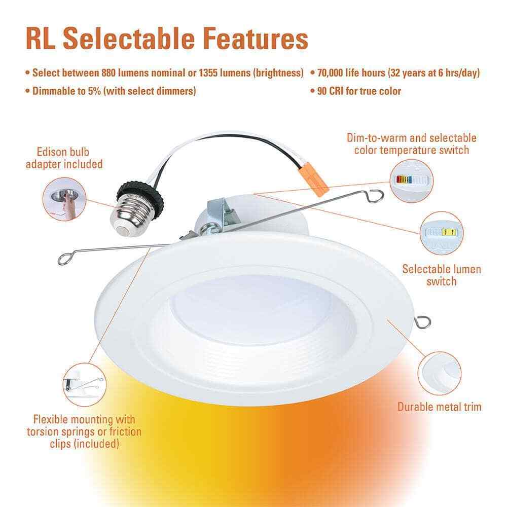 HALO RL56 Series 5/6 in. Recessed LED and Lumens Integrated LED Matte White