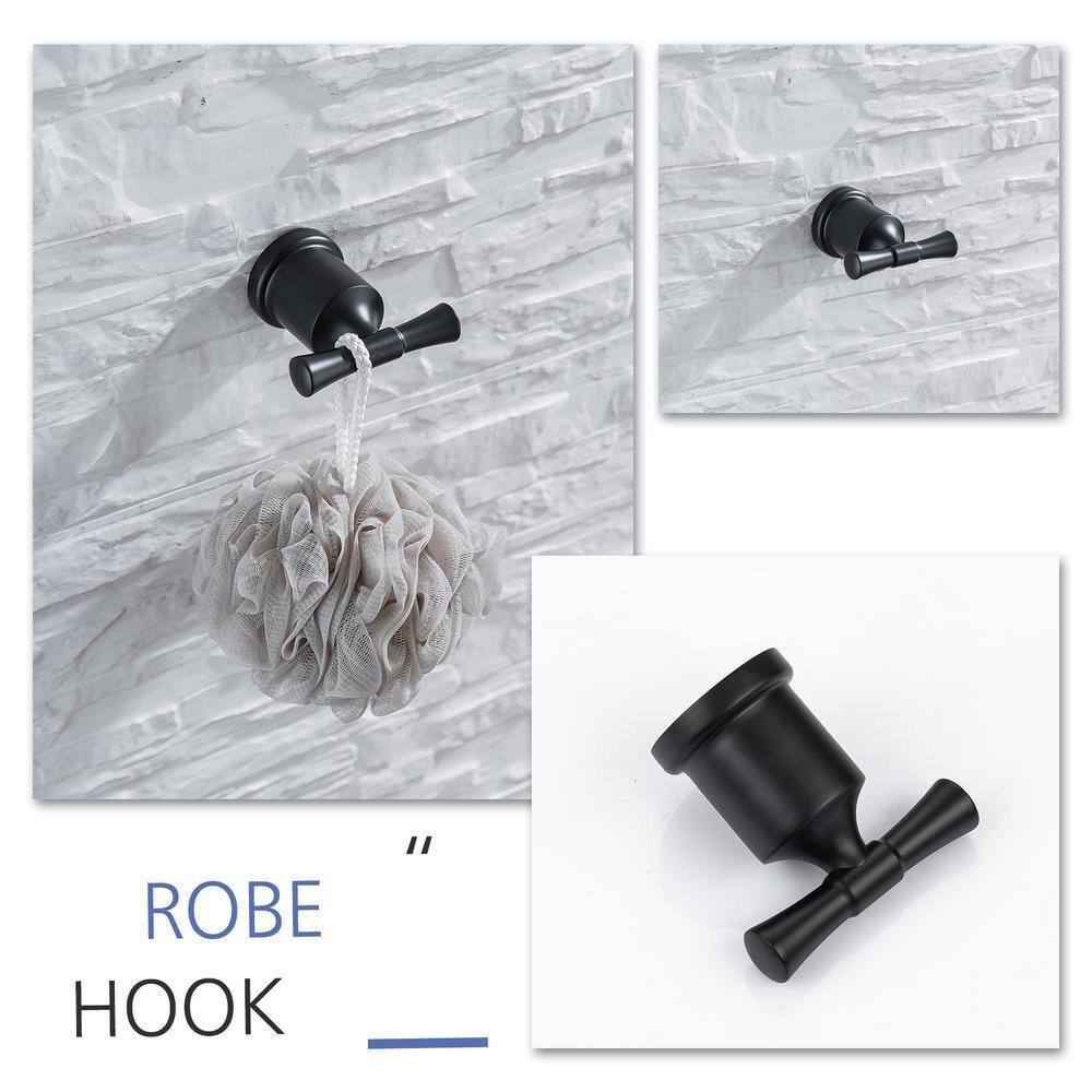 Boyel Living Matte Black 16 in. Bathroom Towel Bar Paper Holder Towel Ring Set