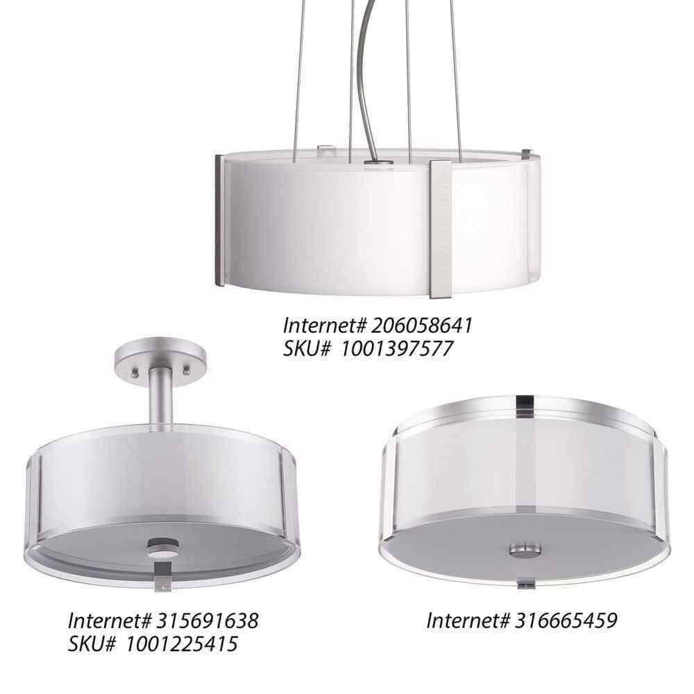 Hampton Bay Bourland Chrome Ceiling Light Fixture w/ White and Clear Glass