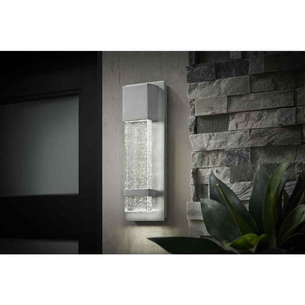 Hampton Bay Caroline Modern 1-Light Silver LED Outdoor Wall Lantern Sconce