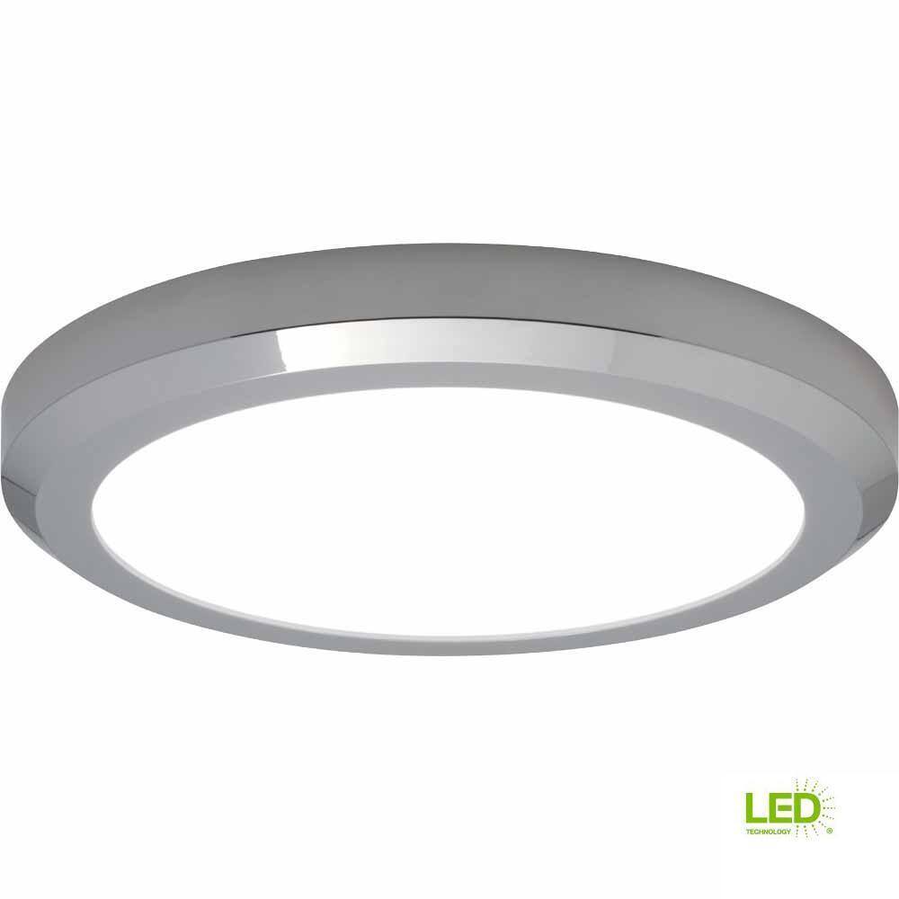 Hampton Bay 16 in. 1-Light Edge-Lit Chrome Dimmable LED Flush Mount