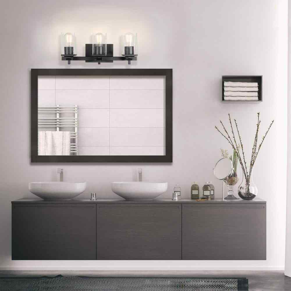 Globe Electric Dakota 20 in. 3-Light Matte Black Vanity Light with Accessories