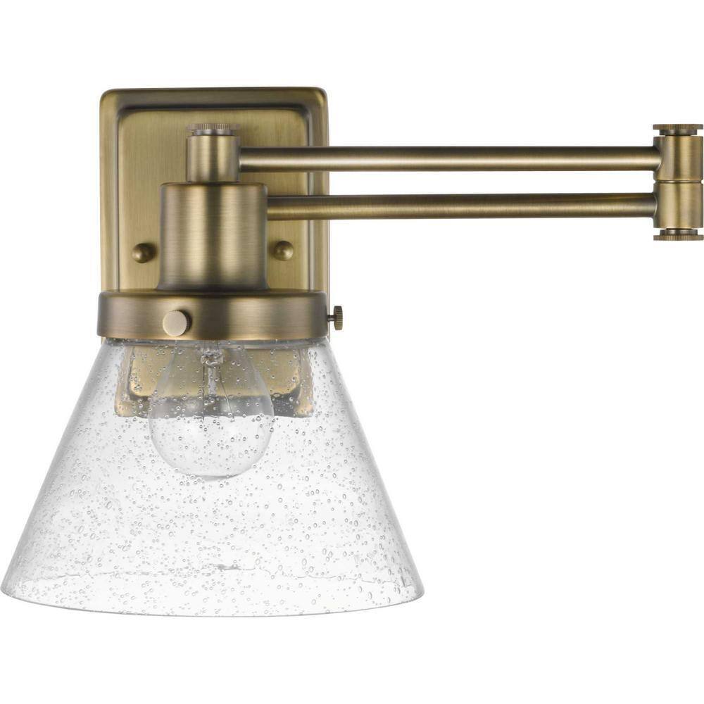 Progress Lighting Hinton Gold Vintage Brass Swing Arm Adjustable Wall Sconce