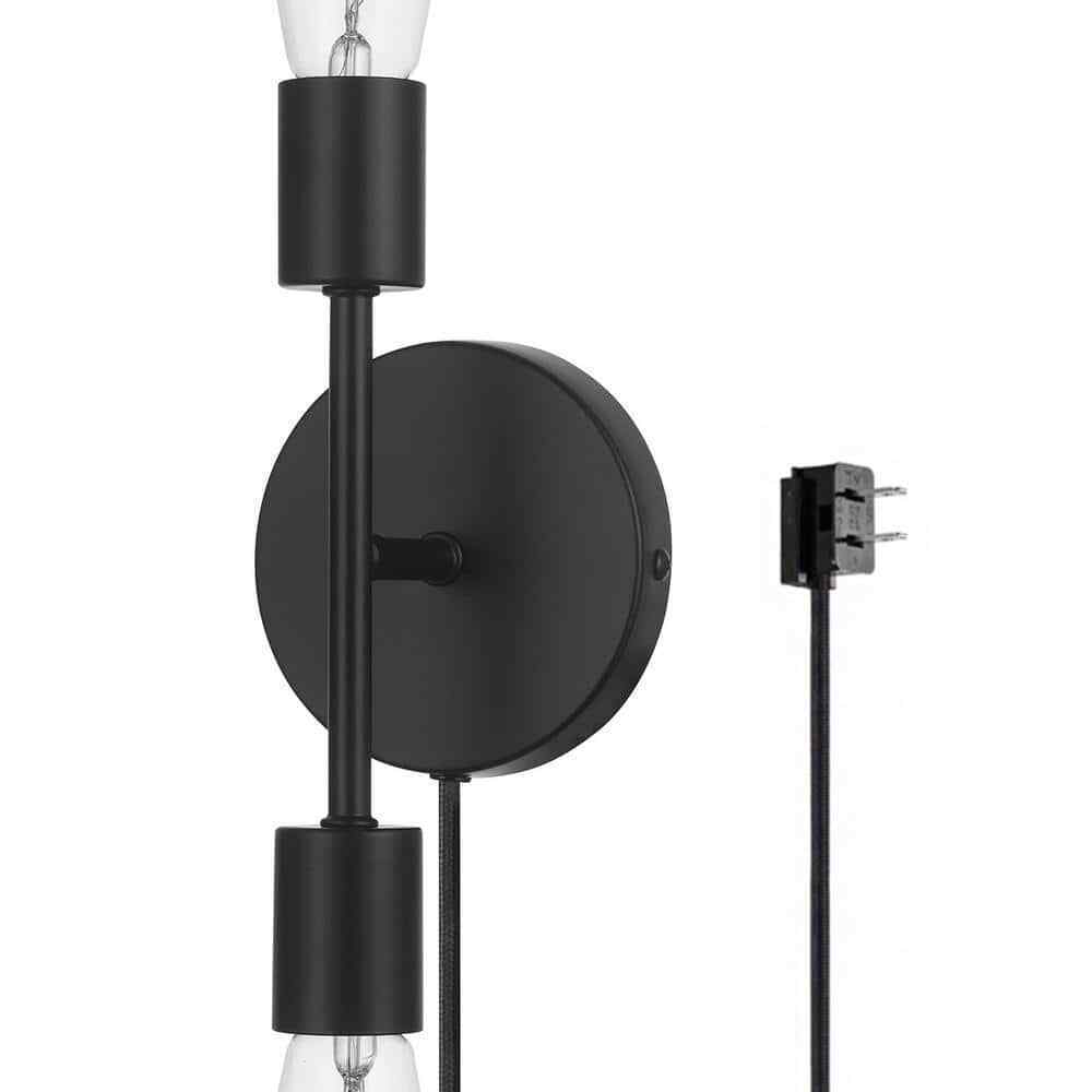 Hampton Bay Stockport 2-Light Matte Black Wall Sconce 65742