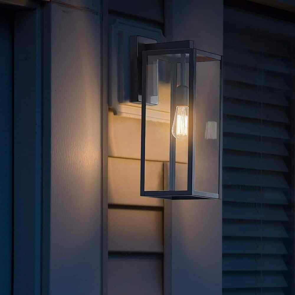 Hampton Bay Hurley 19.25 in. Matte Black Farmhouse Outdoor 1-Light Wall Sconce