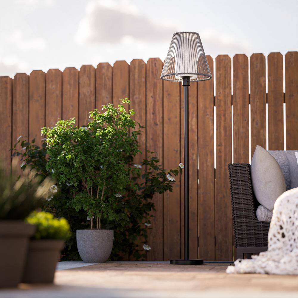 Hampton Bay Aspenwood 61.5 in. Gray and Black Outdoor/Indoor Floor Lamp