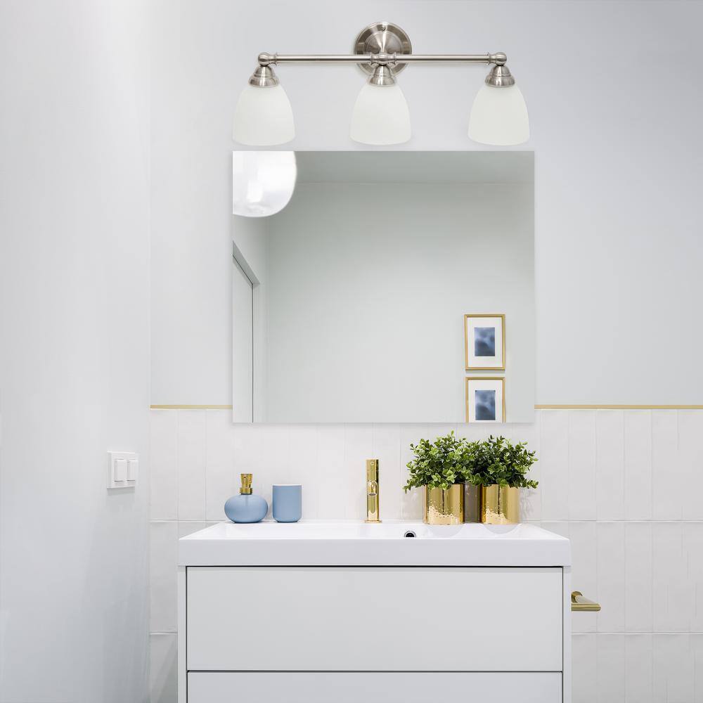 Simple Designs 25 in. Brushed Nickel Classic 3-Light Wall Mounted Vanity