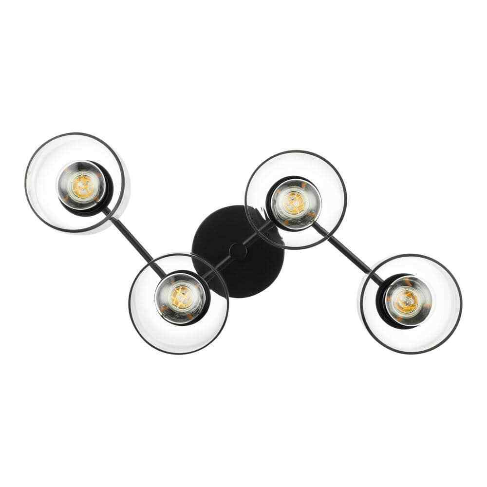Hampton Bay Boundbrook 26.25 in. 4-Light Matte Black Semi-Flush Mount