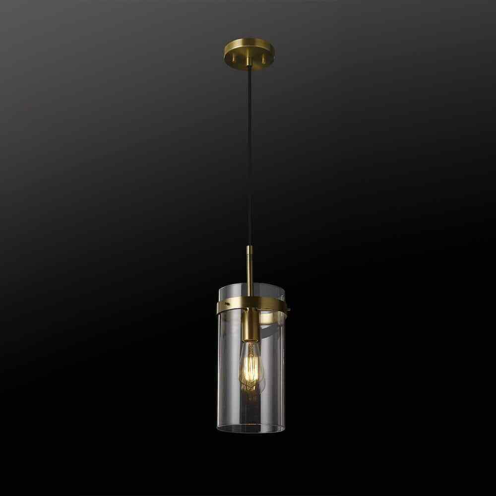 Globe Electric Connor 1-Light Brass Pendant Light with Clear Glass Shade