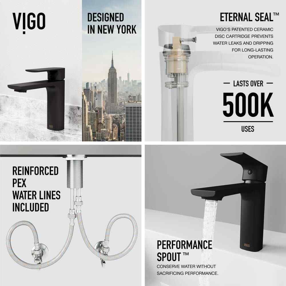 VIGO Davidson Single Handle Single-Hole Bathroom Faucet Sink in Matte Black