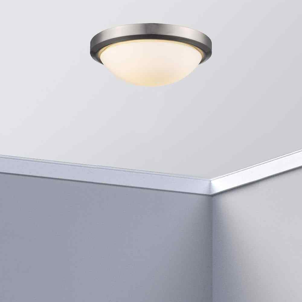 Bel Air Lighting Bliss 15 in. Brushed Flush Ceiling Light Fixture w/ Glass Shade