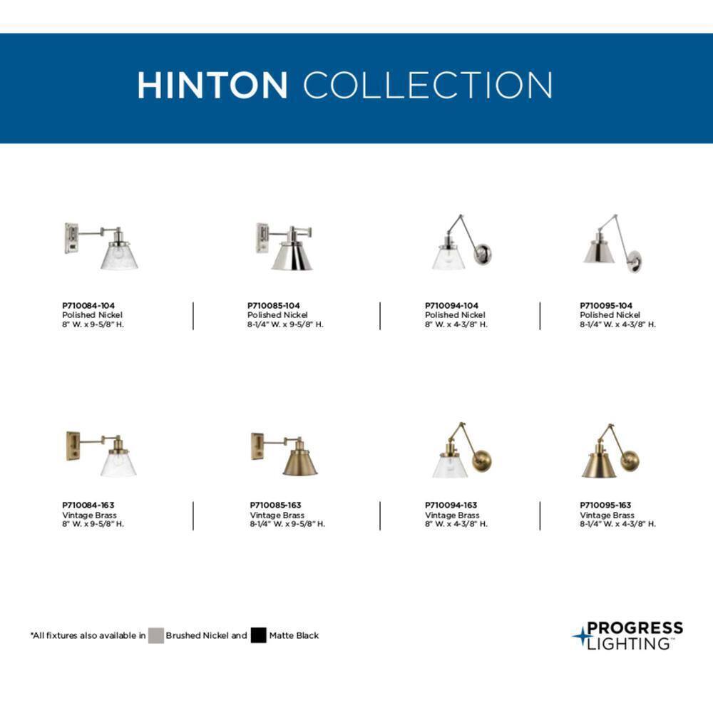 Progress Lighting Hinton Gold Vintage Brass Swing Arm Adjustable Wall Sconce