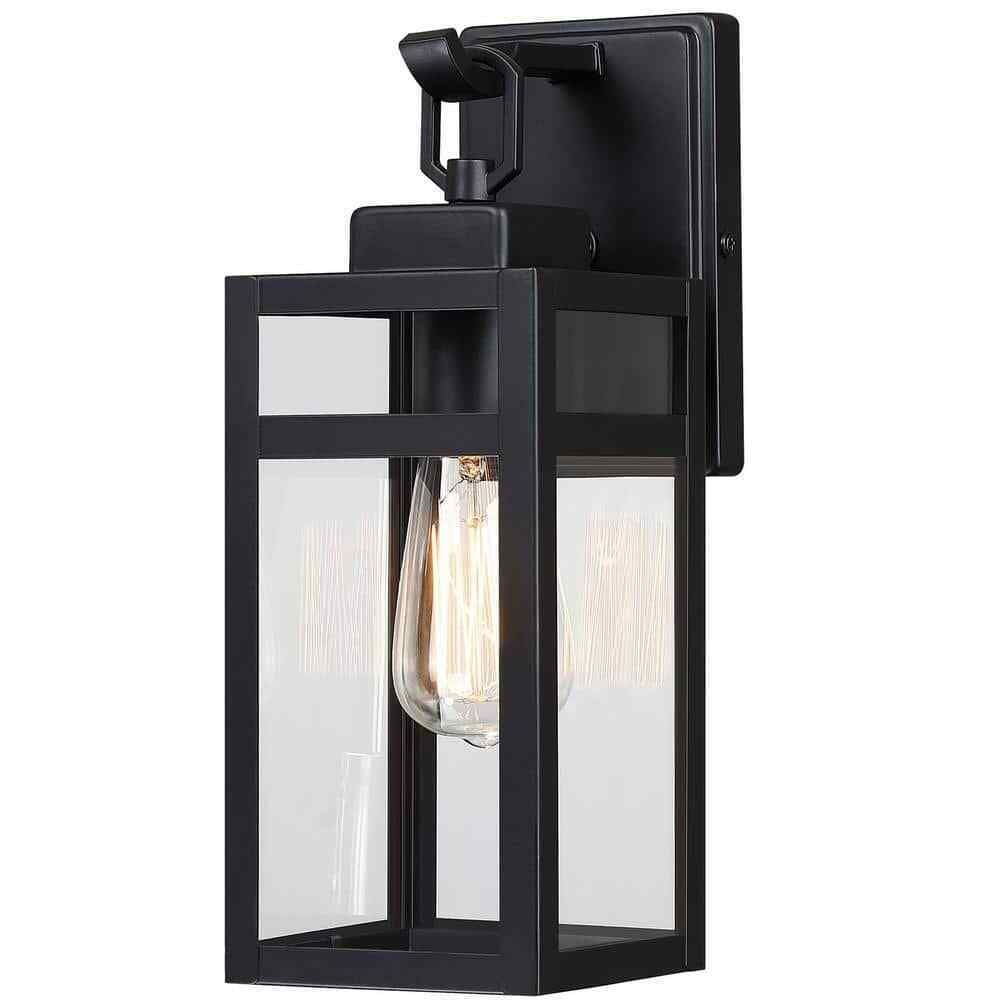 Pia Ricco Outdoor Wall Light 1-Light Black Exterior Wall Sconce Light Fixture