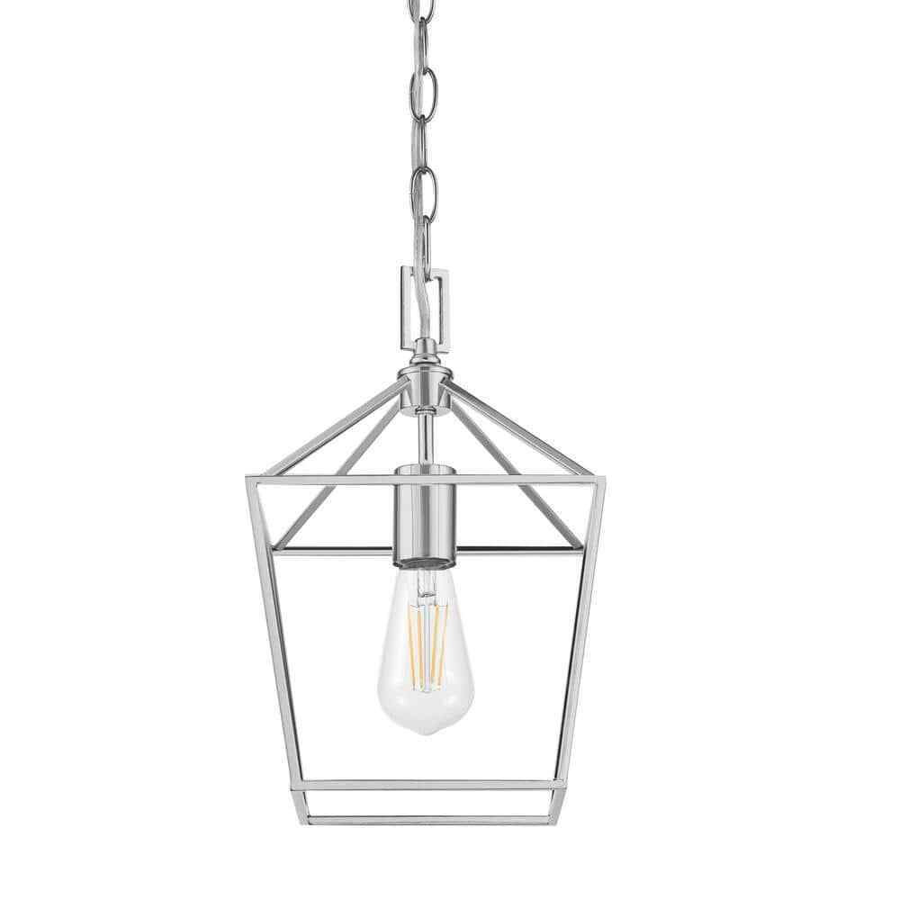 Home Decorators Weyburn 1-Light Chrome Farmhouse Mini Pendant Light Fixture