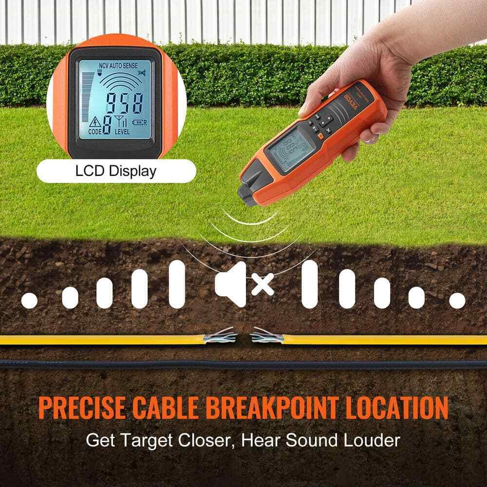 VEVOR Underground Cable Locator 12-Volt to 600-Volt Break Detector