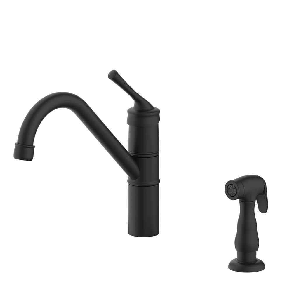 Glacier Bay Barnhart Single-Handle Kitchen Faucet w/ Side Sprayer in Matte Black