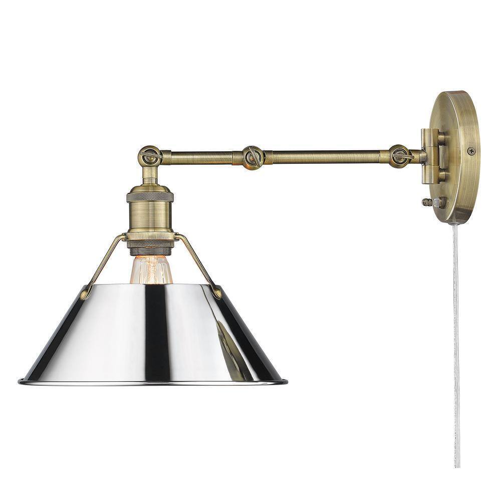 Golden Lighting Orwell 9 in. Aged Brass Sconce 3306-A1W AB-CH