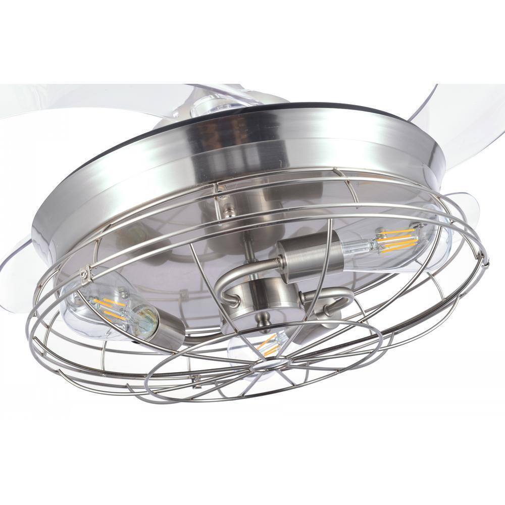 Bella Depot 36 in. LED Brushed Nickel Retractable Ceiling Fan Light and Remote
