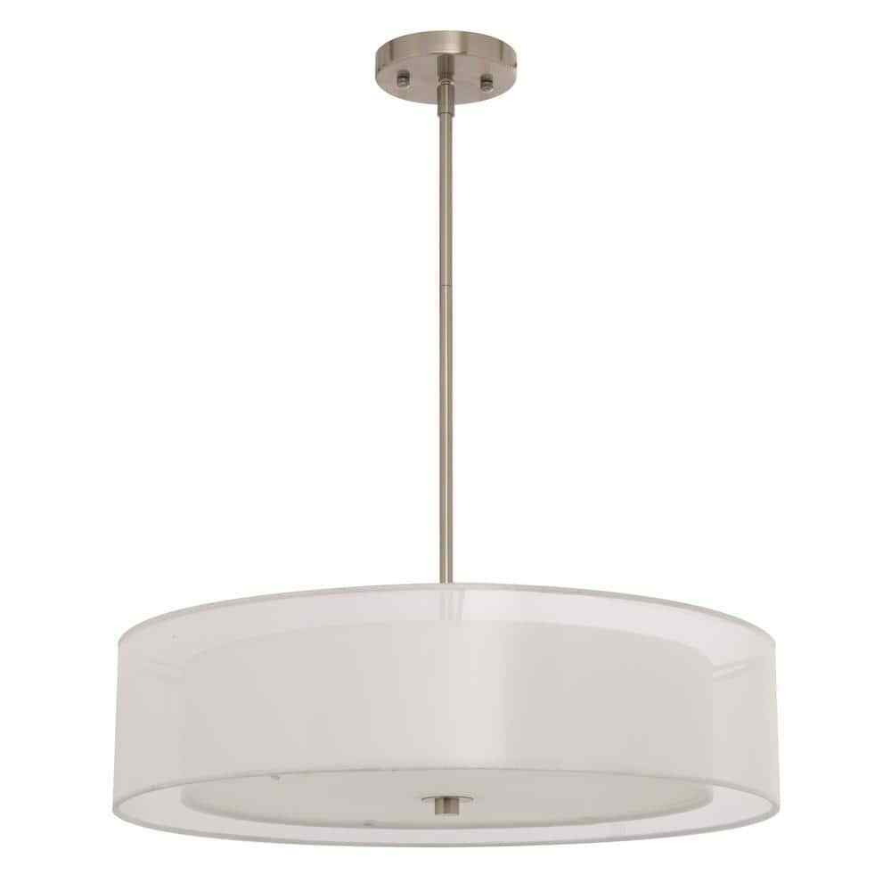 Merra 3-Light Antique Bronze Double Drum Pendant with Outer Organza Shade