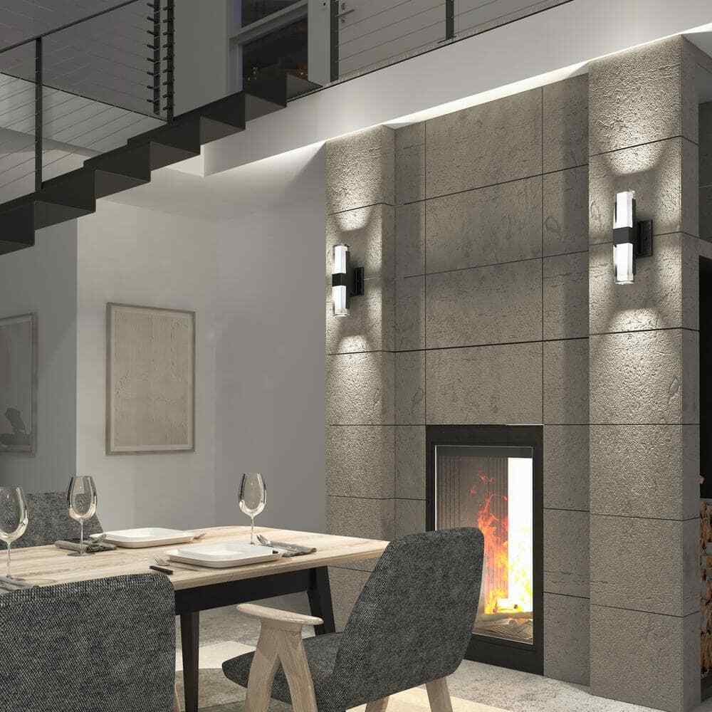 Artika Gemini Black Modern 3 CCT Integrated LED Hardwired Light Lantern Sconce