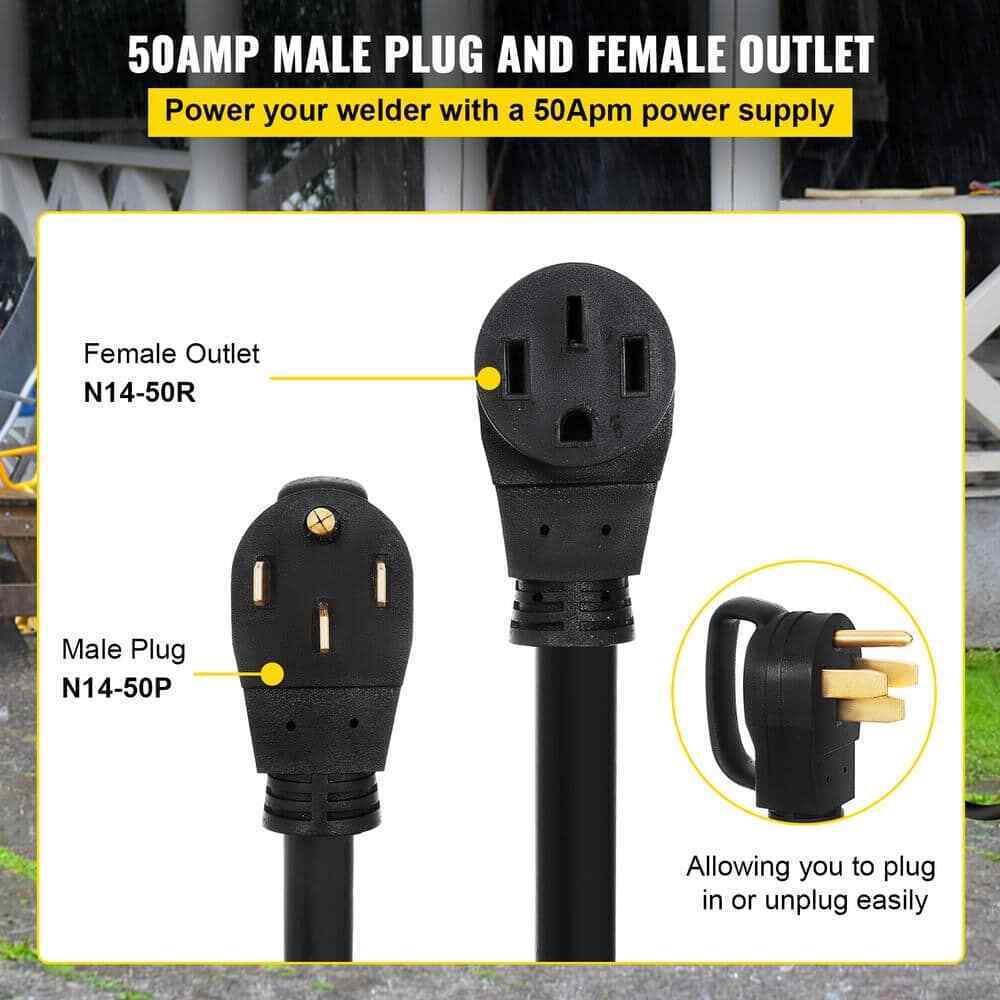 VEVOR 15 ft. 50 Amp Generator Power Cord Copper Durable Premium Extension Cord