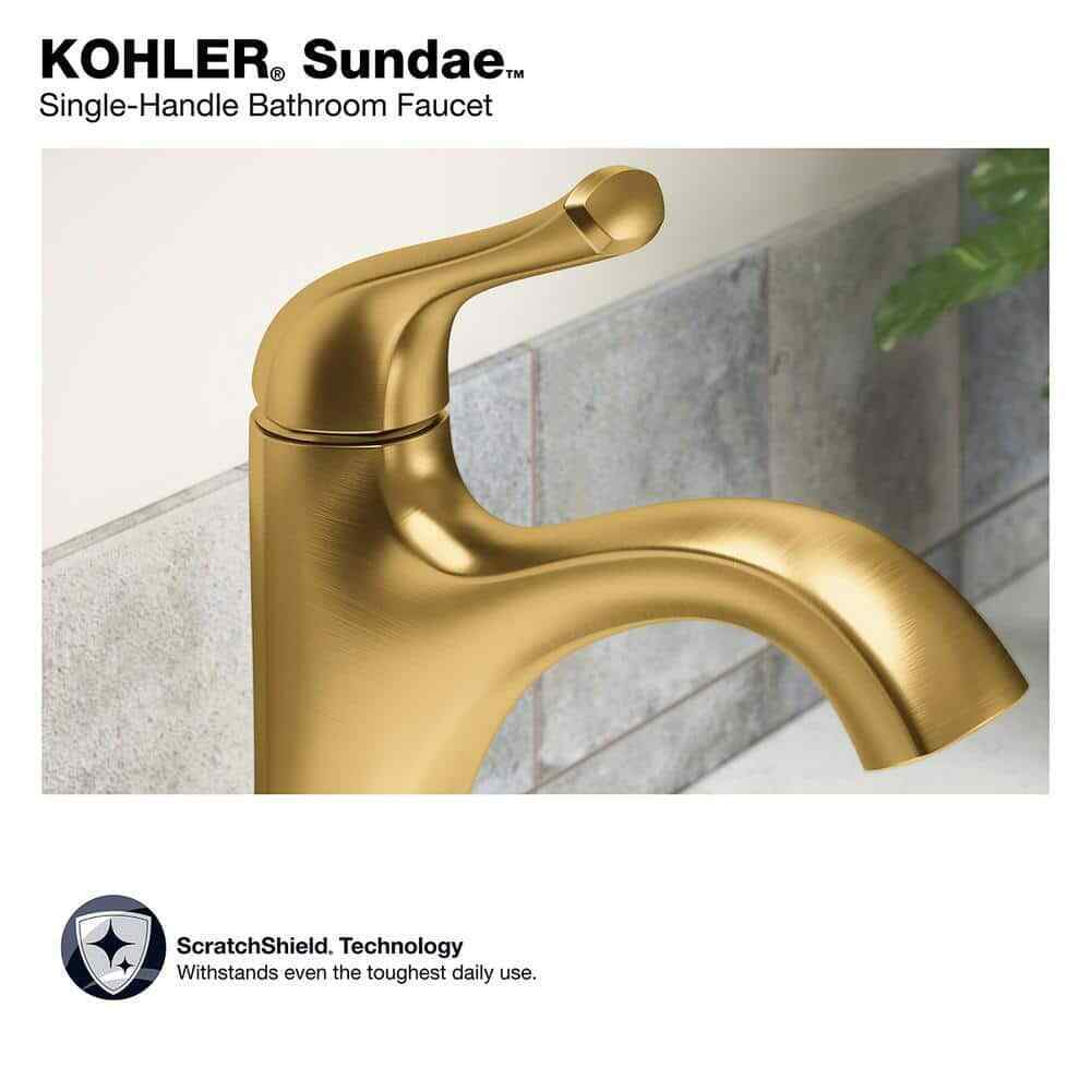 KOHLER Sundae Single Handle Single Hole Faucet in Vibrant Brushed Moderne Brass