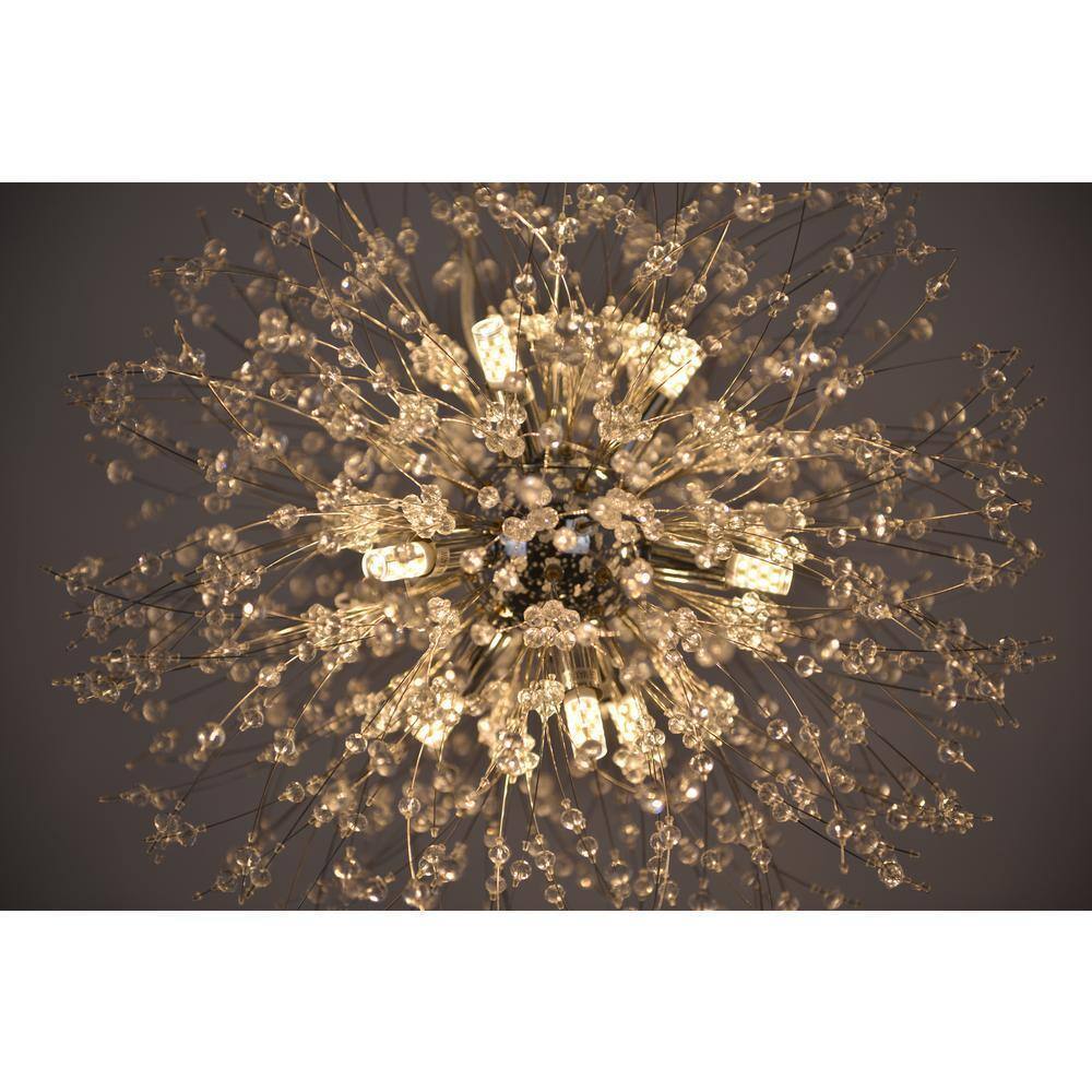SILJOY 20 in. 9-Light Chrome Crystal Chandelier Ceiling Pendant Starburst