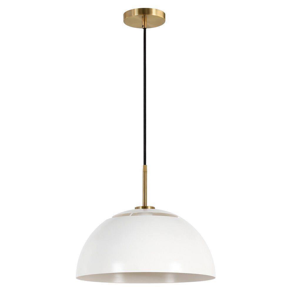 Meyer&Cross Jordyn 16 in. 1-Light Modern White and Brushed Brass Pendant