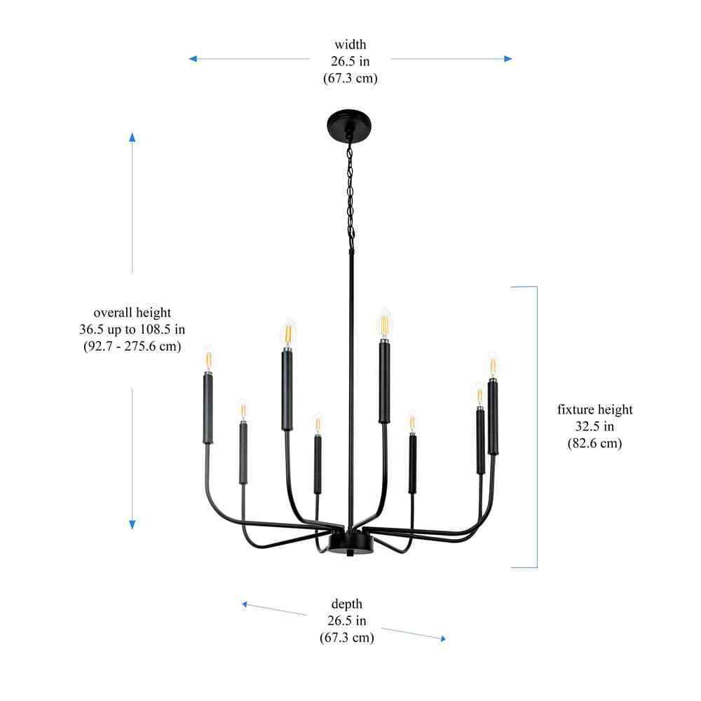 BELLADONNA Louis 8-Light Black Candlestick Chandelier