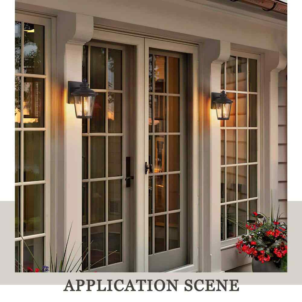 JAZAVA Black Aluminum Outdoor Hardwired Outdoor Lighting Fixture Wall Sconce