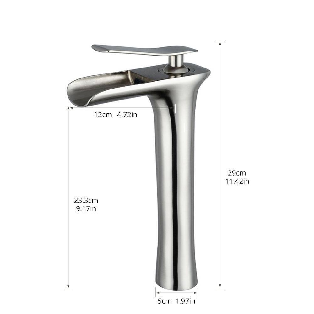 Fapully Waterfall Single Hole Single-Handle Bathroom Faucet in Brushed Nickel