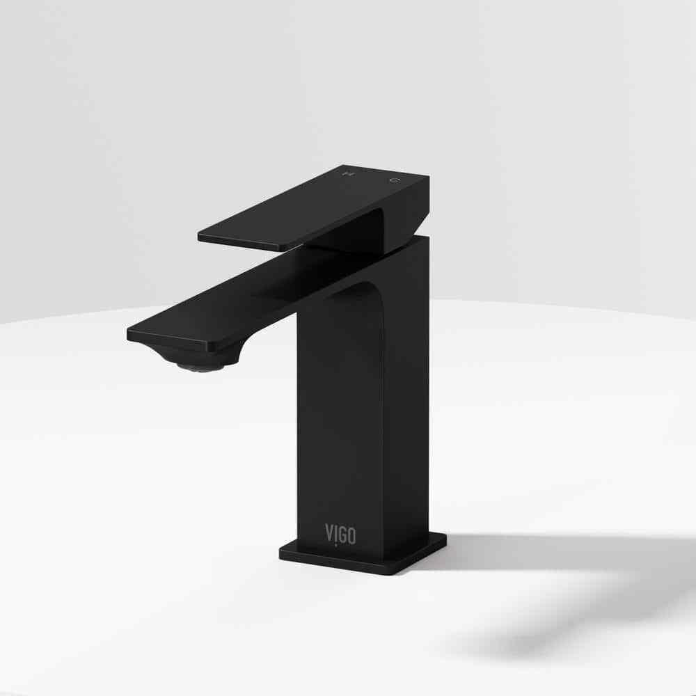 VIGO Dunn Single Handle Single-Hole Bathroom Faucet in Matte Black VG01054MB