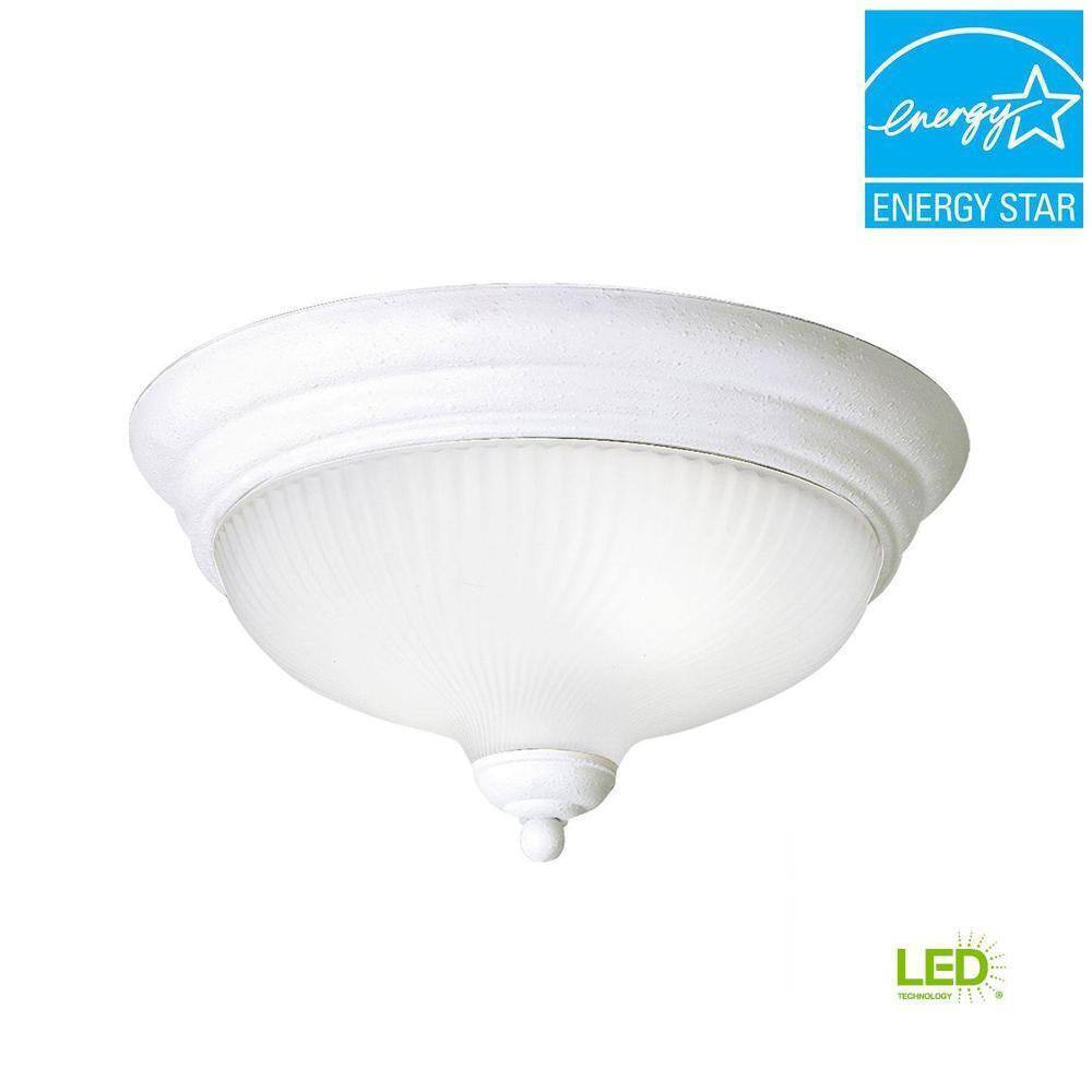 Progress Lighting 12.75 in. Swirled Glass 2-Light White LED Flush Mount