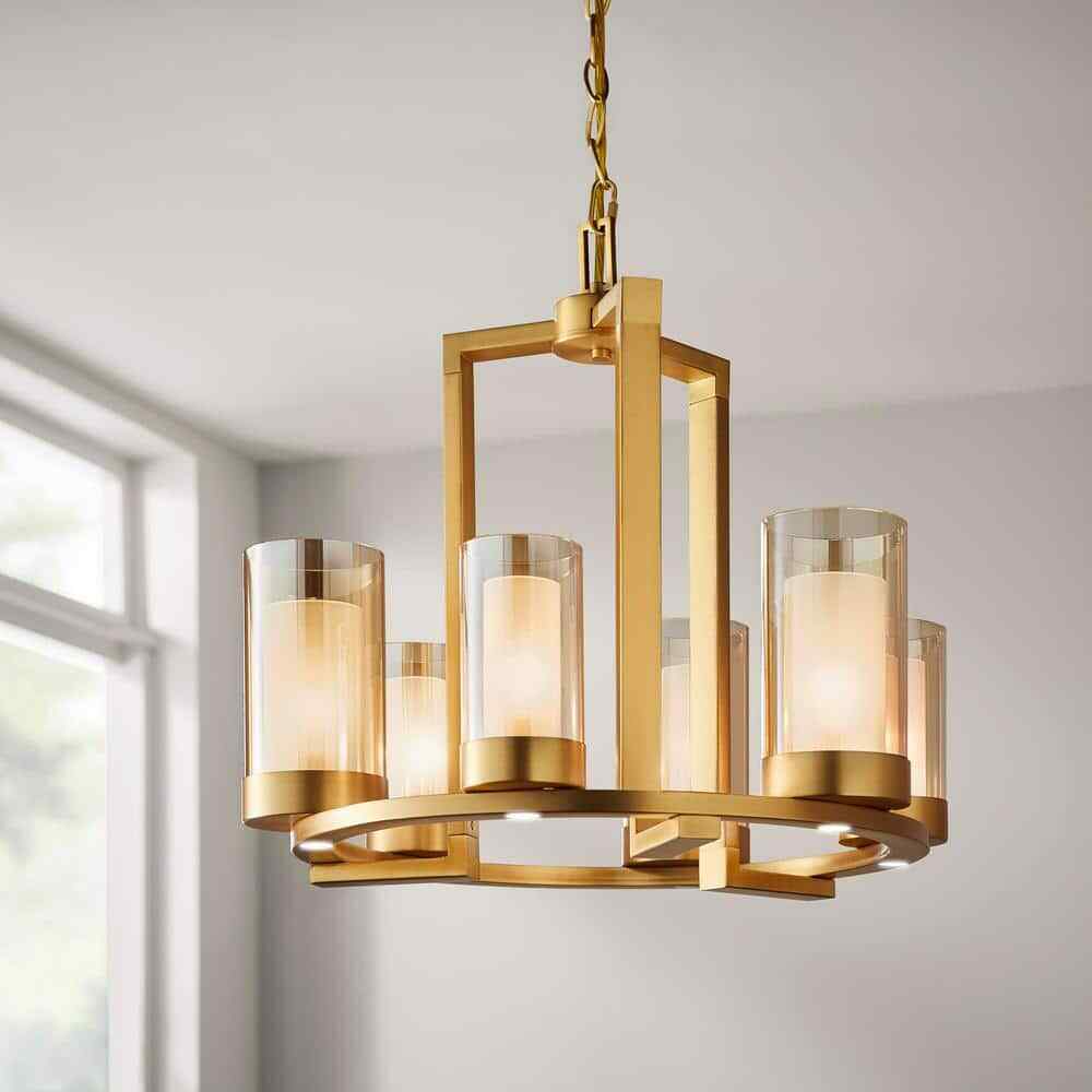 Home Decorators Collection Samantha 60-Watt 6-Light LED Brass Chandelier