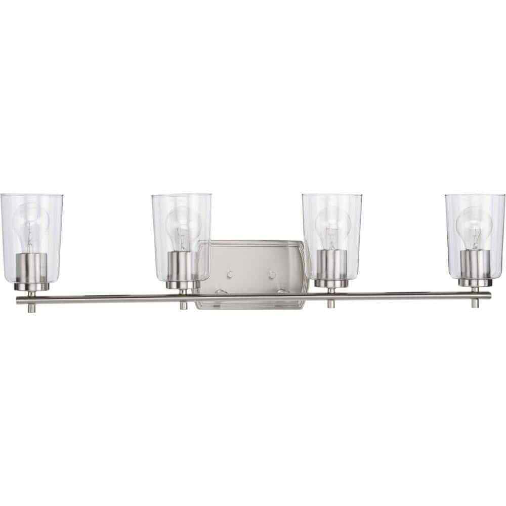 Progress Lighting Adley 4-Light Brushed Nickel Clear Glass Bathroom Vanity Light