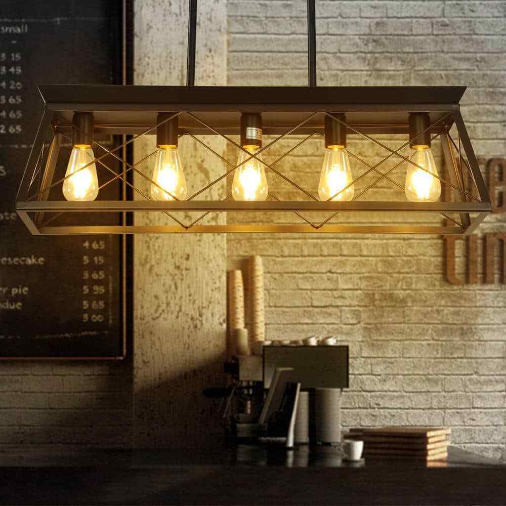 Sunpez Black Rustic Chandelier Modern Hanging Farmhouse Pendant Light Fixture