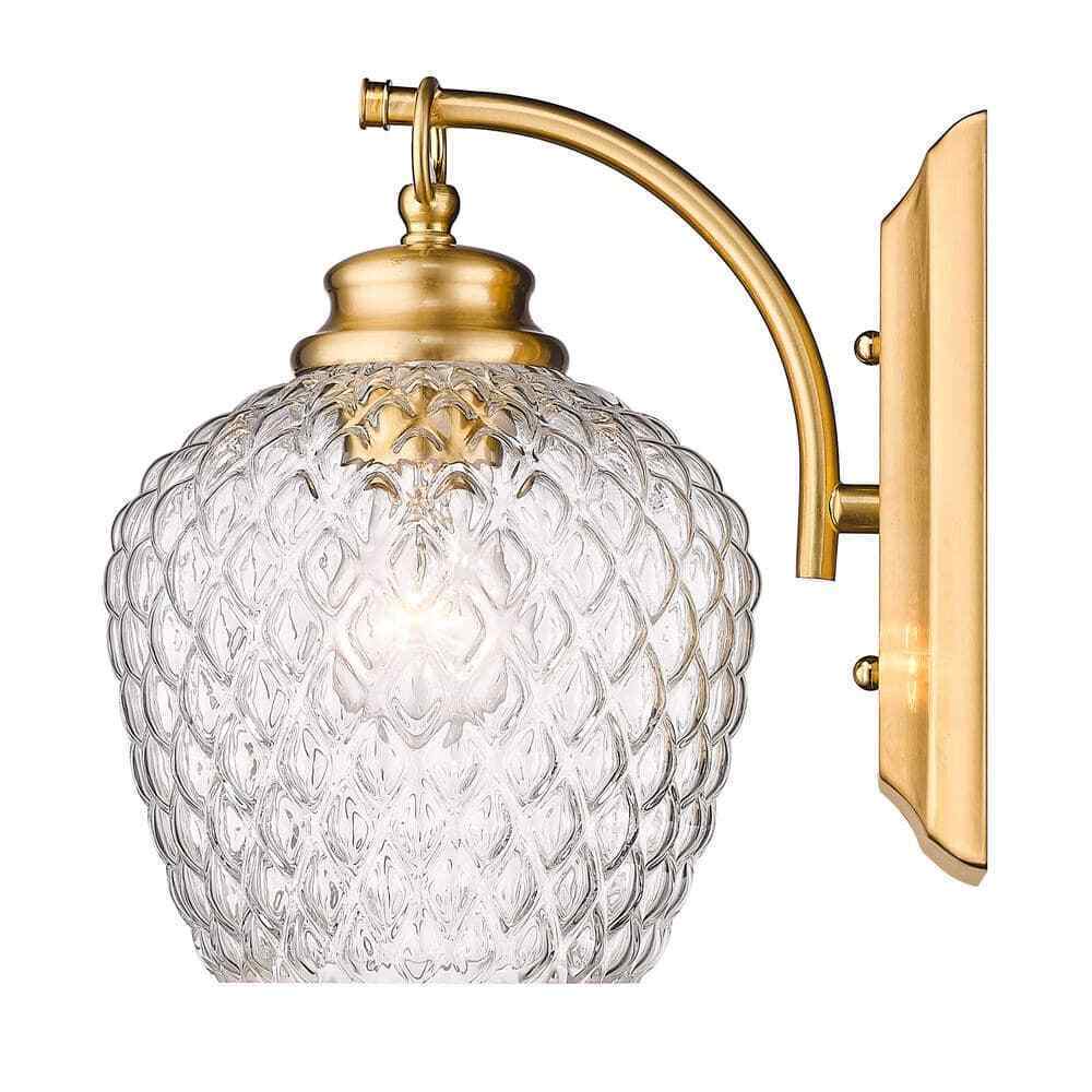 Golden Lighting Adeline Modern Brushed Gold Wall Sconce w/ Clear Glass Shade