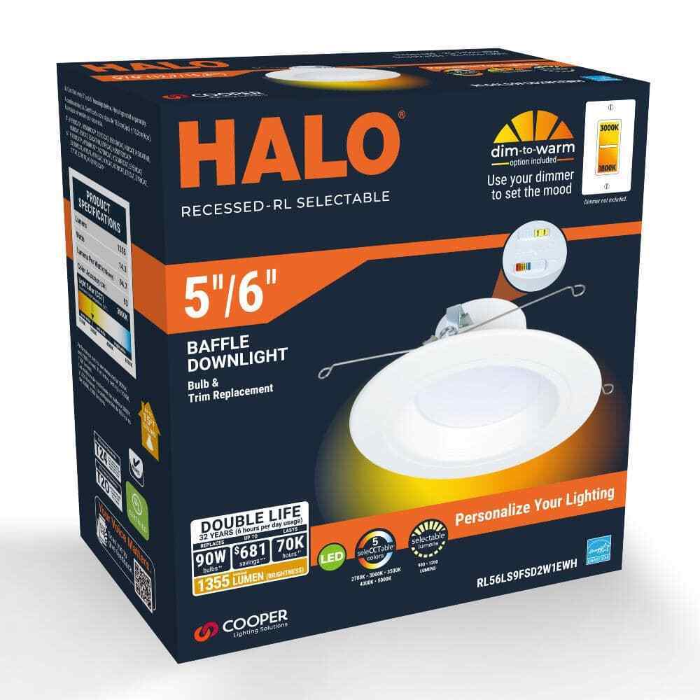 HALO RL56 Series 5/6 in. Recessed LED and Lumens Integrated LED Matte White