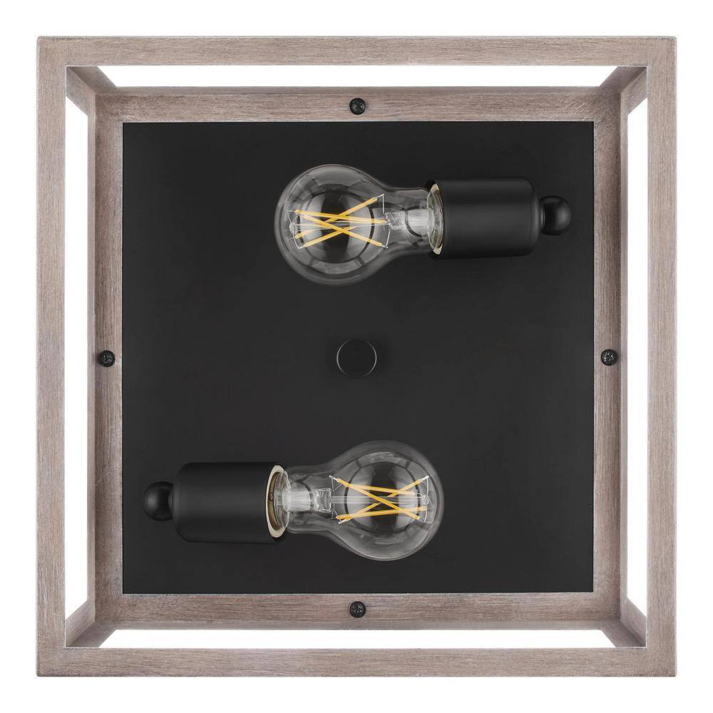 Hampton Bay Burkepoint 2-Light Woodgrain Flush Mount HD-1902-I