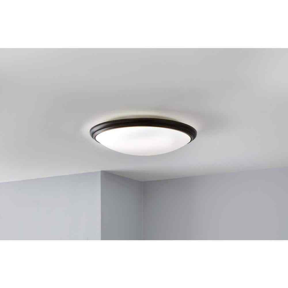 Commercial Electric 12" Light Brushed Nickel and Oil-Rubbed Bronze Flush Mount