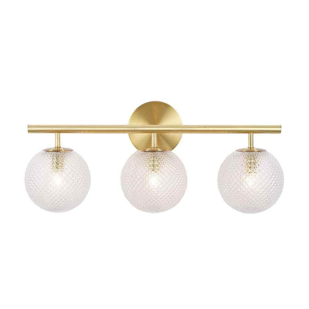 Hampton Bay Walsh 22 in. 3-Light Brass Vanity Light with Prismatic Glass Shades