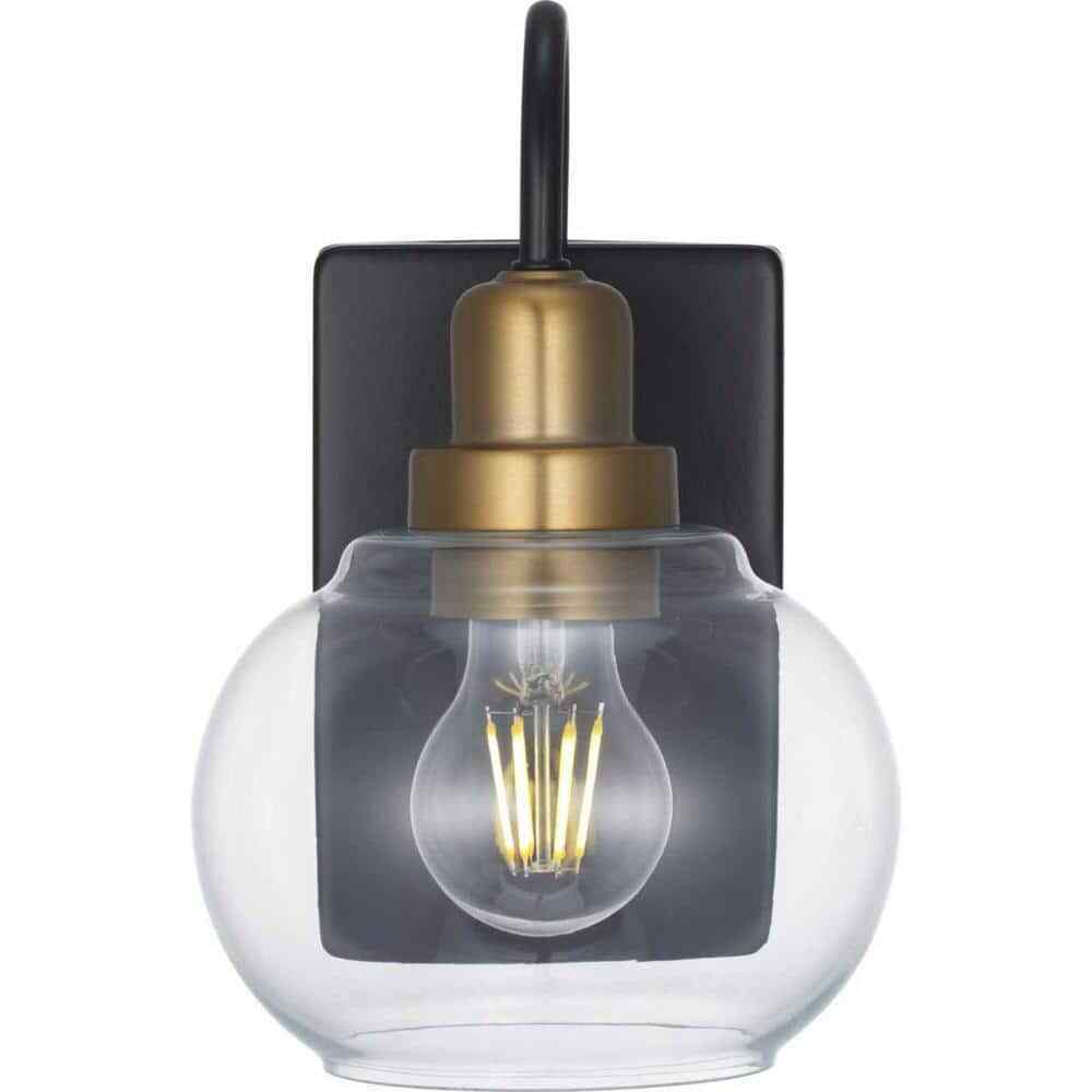 Home Decorators Halyn 4.5 in. 1-Light Matte Black Indoor Wall Sconce