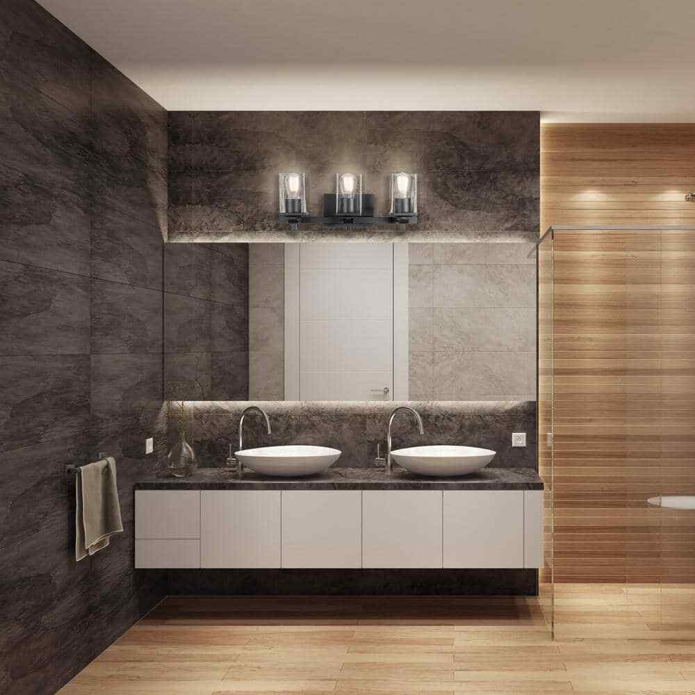Globe Electric Dakota 20 in. 3-Light Matte Black Vanity Light with Accessories