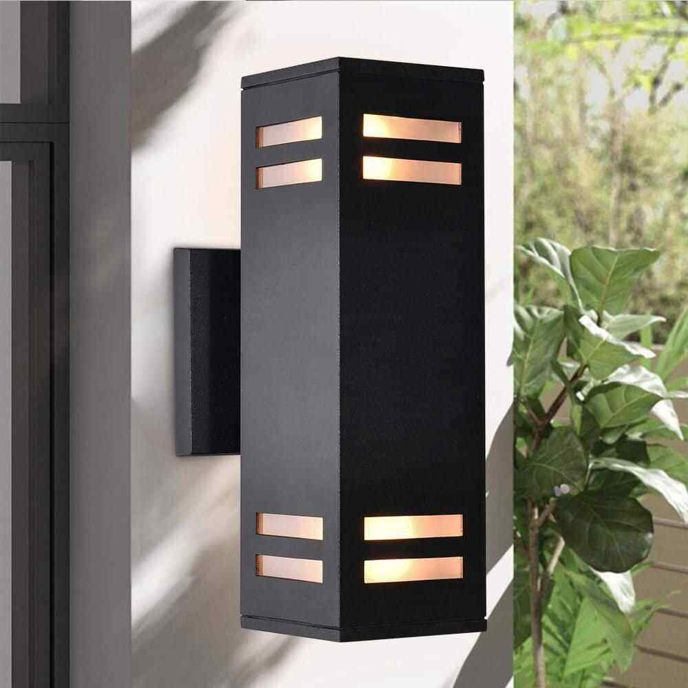 RRTYO 2-Light Matte Black Outdoor Waterproof Wall Lantern Exterior Sconce