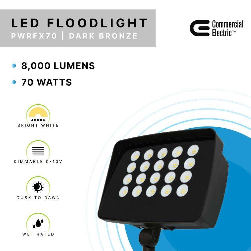 Commercial Electric 70-Watt Bronze Outdoor Integrated LED Commercial Flood Light