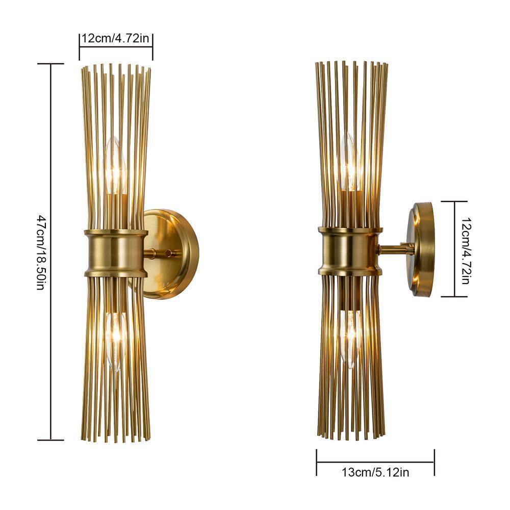 EDISLIVE Aquin 5.12 in. 2-Light Brass Mid-Century Starbust Vanity Light