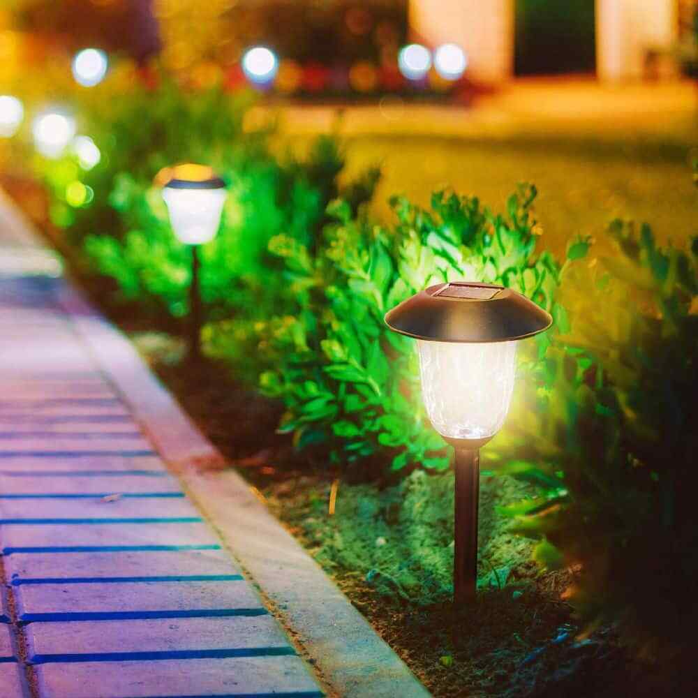 Solar Black Outdoor LED Filament-Style Landscape Path Light 2-Pack